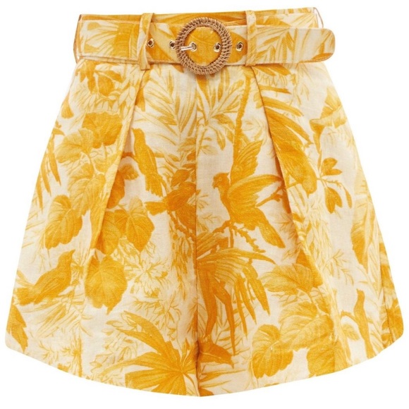 ZIMMERMANN MAE LINEN PALM PRINT BELTED SHORTS AND BUTTON UP TOP SET - Picture 5 of 10